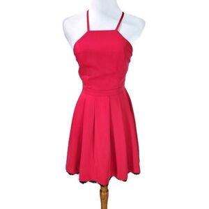 Lovers + Friends Satin And Lace Mini Dress Pink Fuschia Rasberry Valentine's Day
